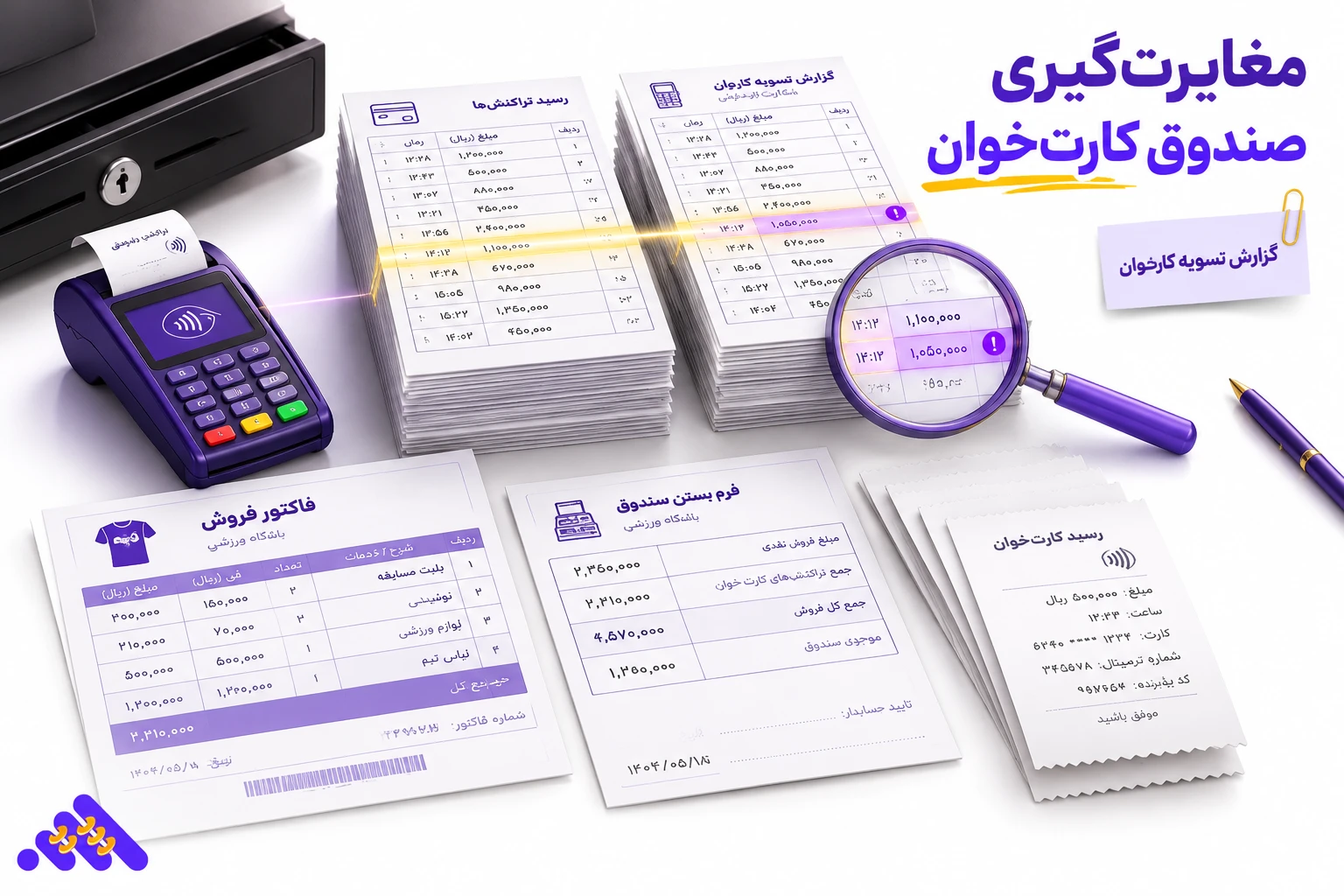 تطبیق گزارش صندوق و تراکنش کارت‌ خوان باشگاه