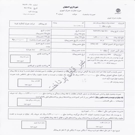 صورت وضعیت موقت