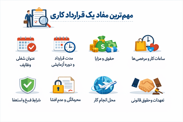 بندهای مهم قرارداد کار