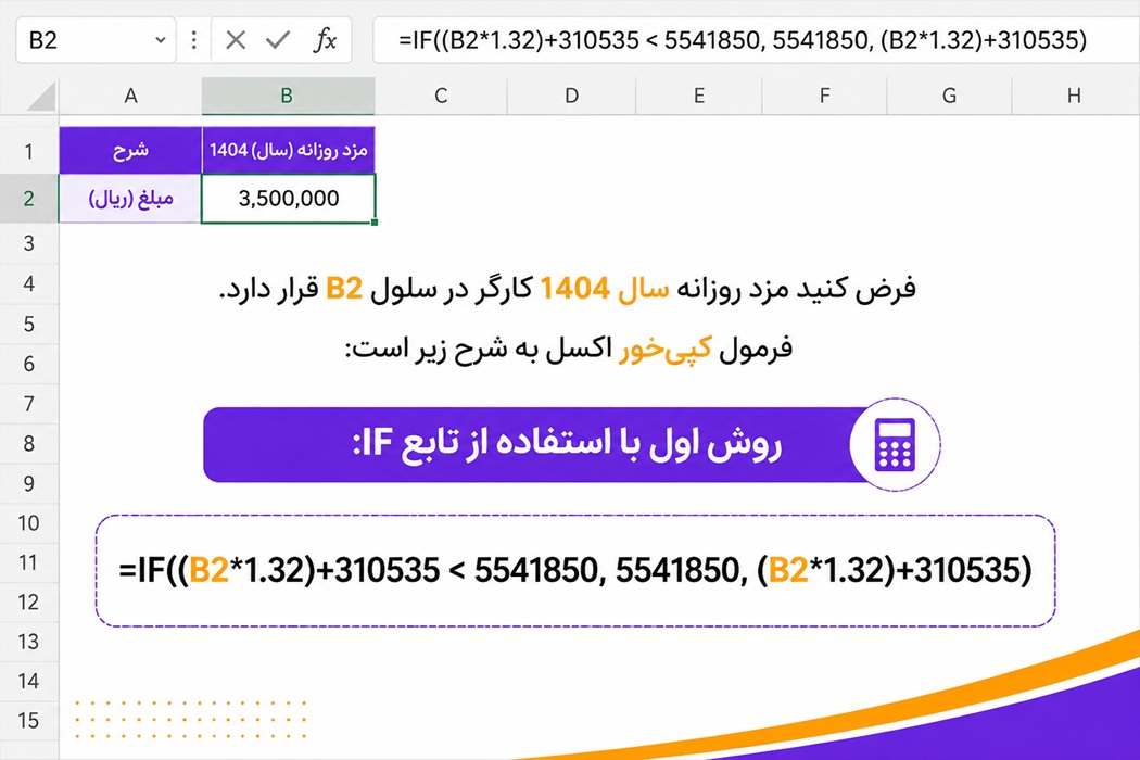 مزد روزانه با اکسل