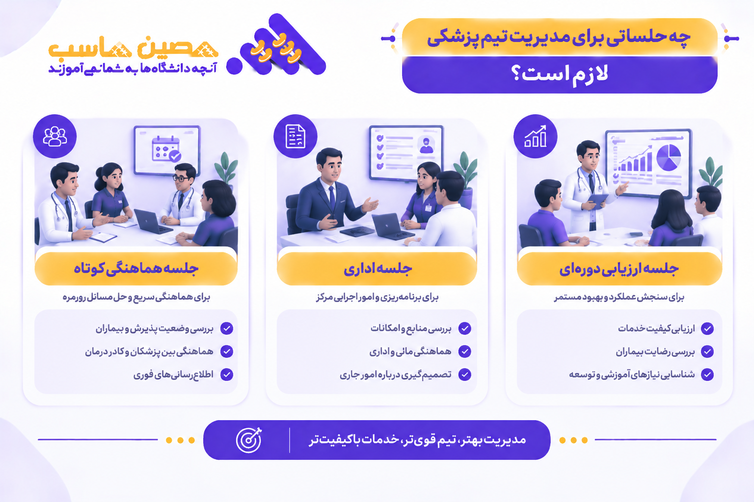 چه جلساتی برای مدیریت تیم پزشکی لازم است؟