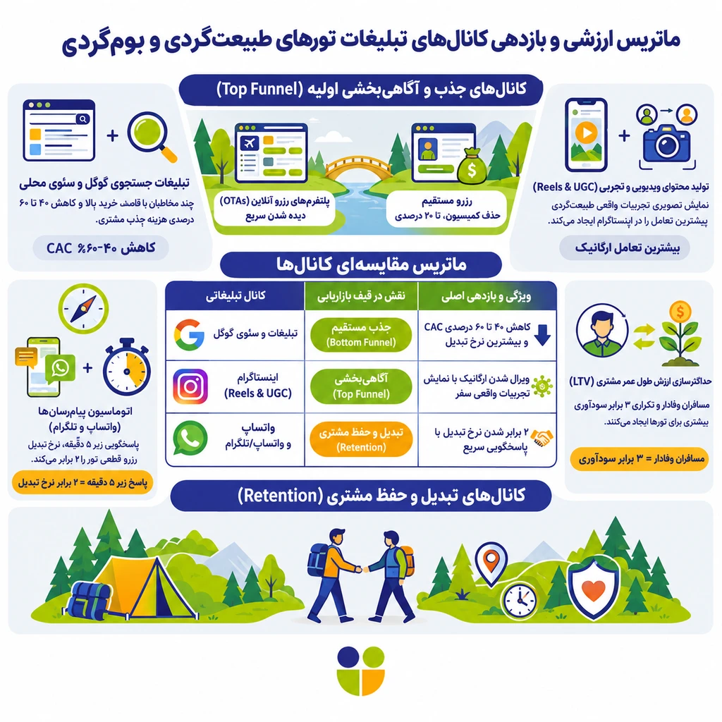 ماتریس ارزیابی و بازدهی کانالهای تبلیغات تورهای طبیعتگردی